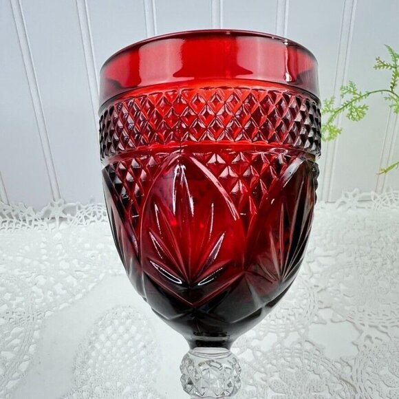 Vintage Cristal D'Arques Durand Set of 4 Ruby Red Water Goblet 8oz - Picture 5 of 9